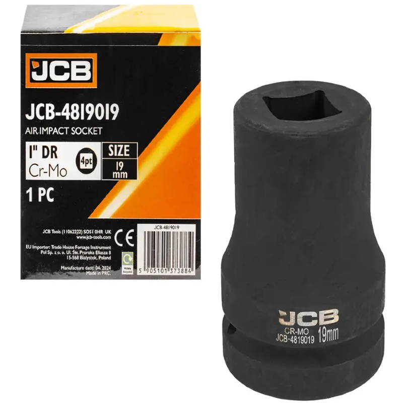 JCB Nasadka udarowa 1" 19mm NA KWADRAT 4-kątna Cr-Mo KLUCZ nasadowy