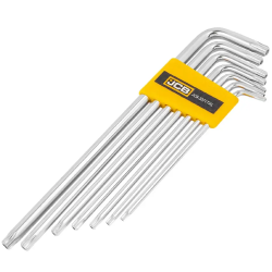 JCB Zestaw KLUCZY TORX długich z OTWOREM 7 ELEMENTÓW T10H-T40H typu L Cr-V