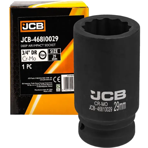 JCB NASADKA udarowa GŁĘBOKA 3/4" Cr-Mo 12-kątna 29mm KLUCZ NASADOWY