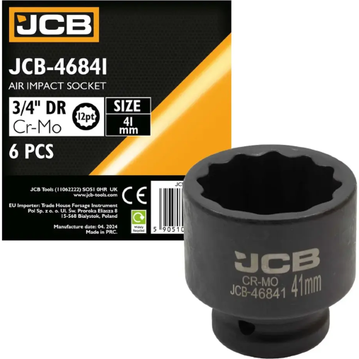JCB Nasadka udarowa 3/4" 41mm 12-kątna Cr-Mo KLUCZ nasadowy