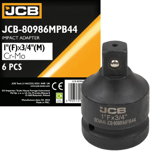 JCB Adapter udarowy WZMOCNIONA stal SCM440 Cr-Mo 1"(F) x 3/4"(M) KWADRAT
