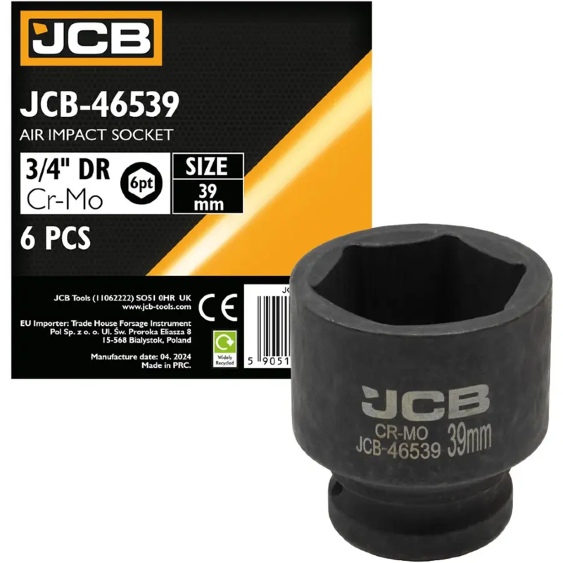 JCB Nasadka udarowa 3/4" 16mm 6-kątna Cr-Mo KLUCZ nasadowy