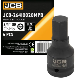 JCB Nasadka BIT udarowa 3/4" 20mm 6-kątna Cr-Mo KLUCZ nasadowy