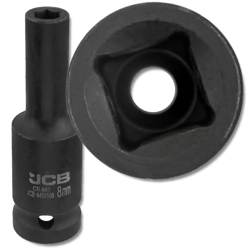 JCB NASADKA udarowa GŁĘBOKA 1/2" Cr-Mo 6-kątna 8mm KLUCZ NASADOWY
