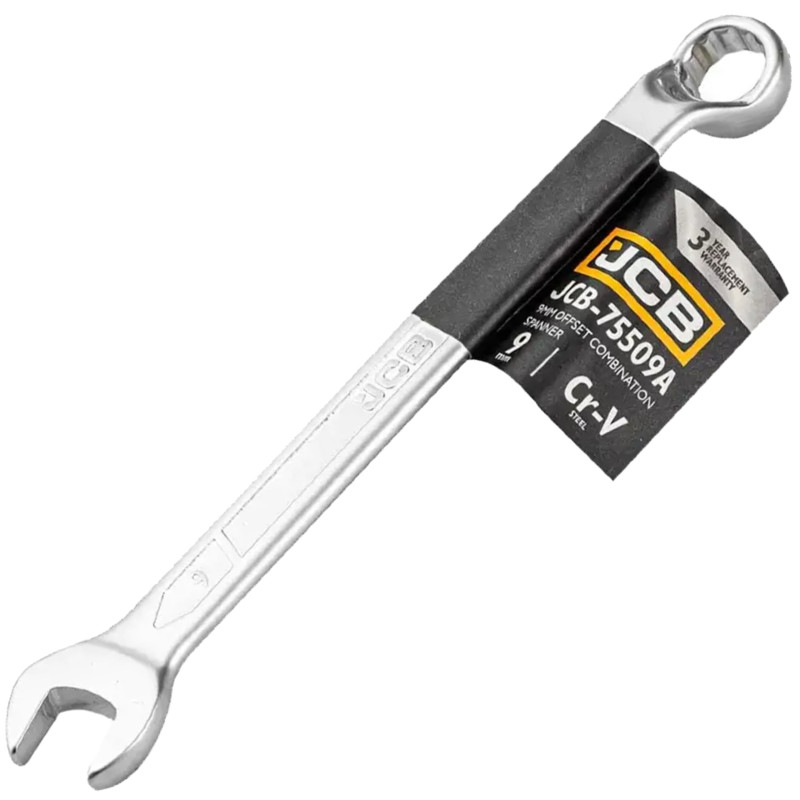 JCB Klucz PŁASKO-OCZKOWY odgięty o 75 STOPNI 9mm STAL CR-V dwustronny