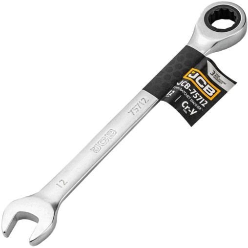 JCB Klucz PŁASKO-OCZKOWY z GRZECHOTKĄ 2-stronny 12mm Cr-V 12-KĄTNY