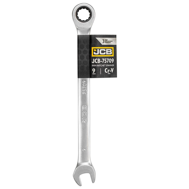 JCB Klucz PŁASKO-OCZKOWY z GRZECHOTKĄ 2-stronny 9mm Cr-V 12-KĄTNY