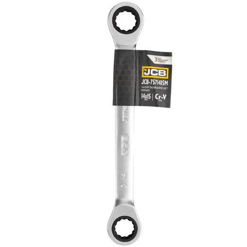 JCB Klucz OCZKOWY dwustronny z GRZECHOTKĄ 14x15mm Cr-V 12-KĄTNY
