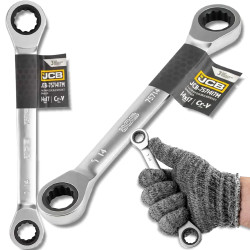 JCB Klucz OCZKOWY dwustronny z GRZECHOTKĄ 14x17mm Cr-V 12-KĄTNY