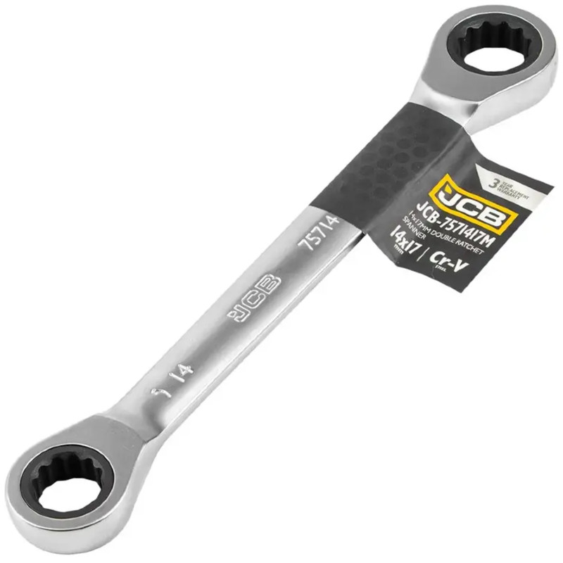 JCB Klucz OCZKOWY dwustronny z GRZECHOTKĄ 14x17mm Cr-V 12-KĄTNY
