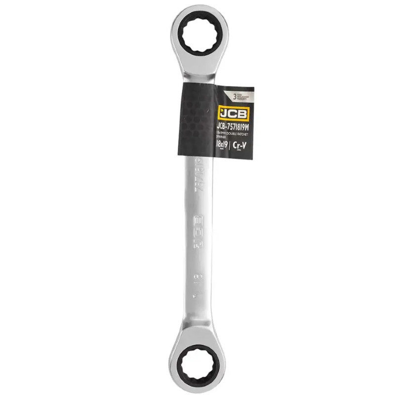 JCB Klucz OCZKOWY dwustronny z GRZECHOTKĄ 18x19mm Cr-V 12-KĄTNY