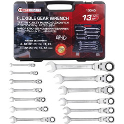 FORCEKRAFT Zestaw KLUCZY płasko-oczkowych z GRZECHOTKĄ 13 ELEMENTÓW 8-32mm