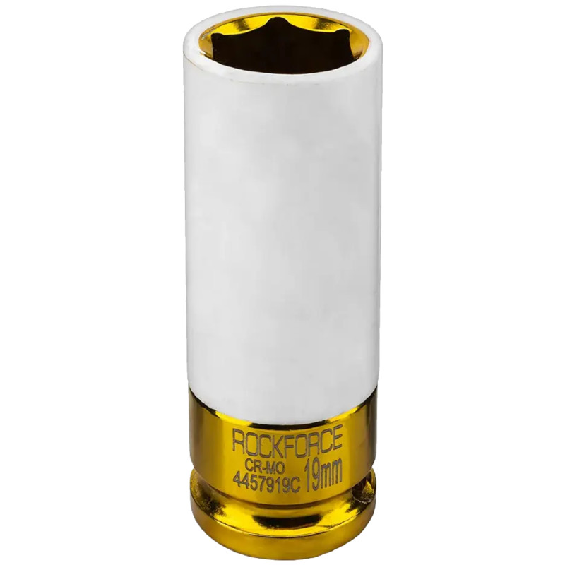 ROCKFORCE Nasadka udarowa 1/2" 6-kątna 19 mm głęboka do ALUFELG z TULEJĄ