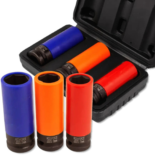 Zestaw 3 nasadek udarowych 1/2" do ALUFELG 17, 19, 21 mm 6-kąt Rockforce