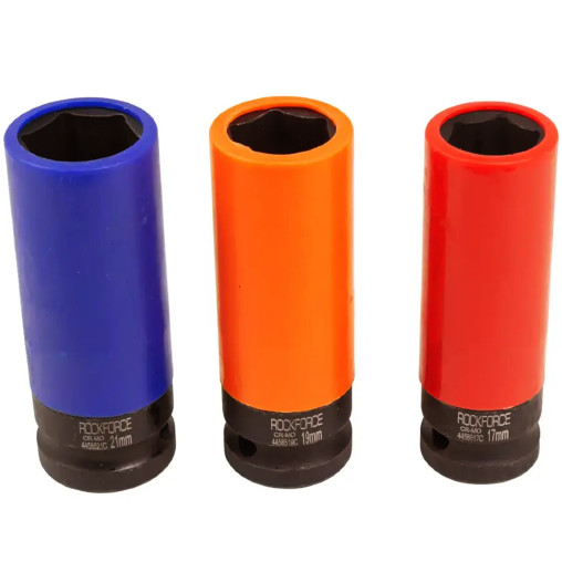 Zestaw 3 nasadek udarowych 1/2" do ALUFELG 17, 19, 21 mm 6-kąt Rockforce