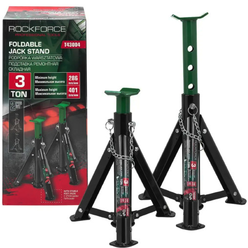 Kobyłki PODSTAWKI podpory SAMOCHODOWE 286-401mm 3 TONY 2 sztuki Rockforce