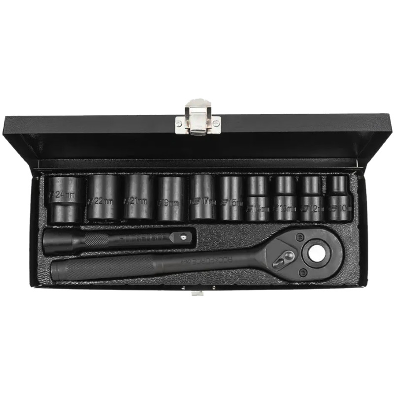 Zestaw nasadek z grzechotką 12 el. 1/2"10-24mm 6-kątnych Rockforce