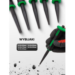 Precyzyjny zestaw dłut wybijaków 21el ze stali hartowanej walizka Rockforce