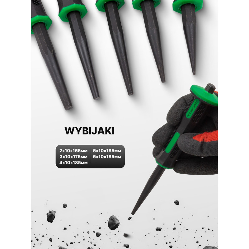 Precyzyjny zestaw dłut wybijaków 21el ze stali hartowanej walizka Rockforce
