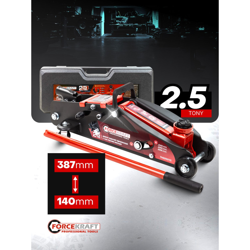 Podnośnik Samochodowy Hydrauliczny Żaba 2.5 T 140-387 mm walizka Forcekraft