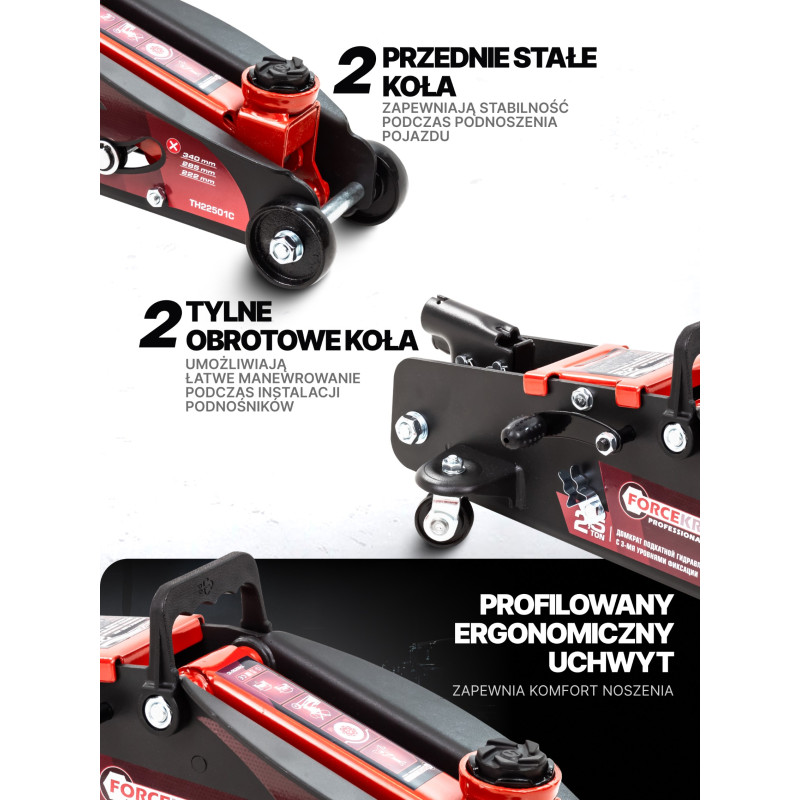 Podnośnik Samochodowy Hydrauliczny Żaba 2.5 T 140-387 mm lewarek Forcekraft