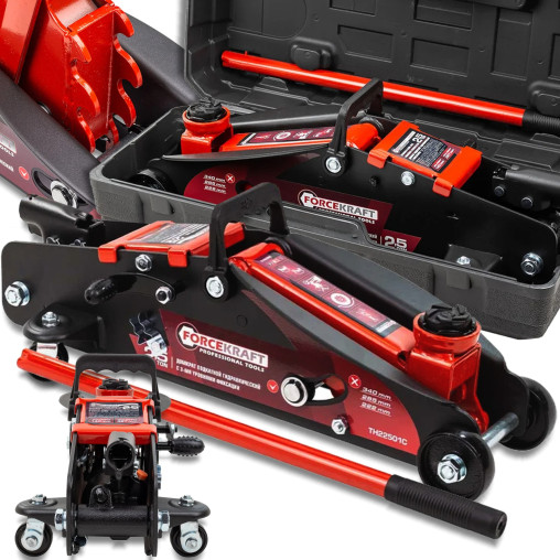 Podnośnik Samochodowy Hydrauliczny Żaba 2.5 T 140-387 mm walizka Forcekraft