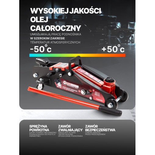 Podnośnik Samochodowy Hydrauliczny Żaba 2.5 T 140-387 mm lewarek Forcekraft