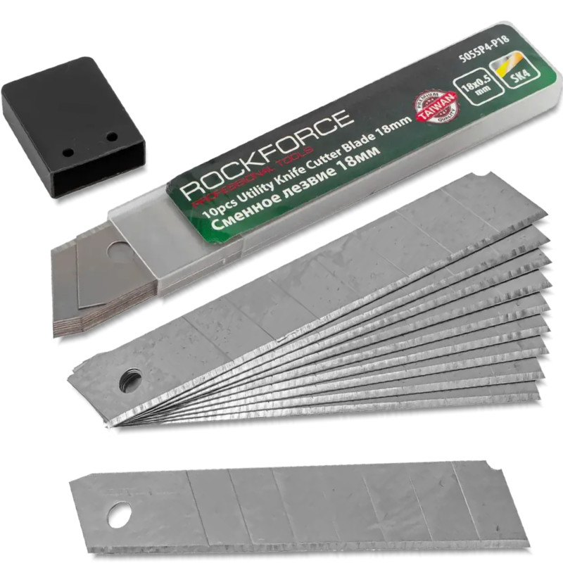 ROCKFORCE Zestaw 10 WYMIENNYCH ostrzy KOMPLET 10 elementów 18mm