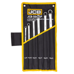JCB Zestaw KLUCZY oczkowych DWUSTRONNYCH 6 ELEMENTÓW na PŁACHCIE 8-21mm Cr-V