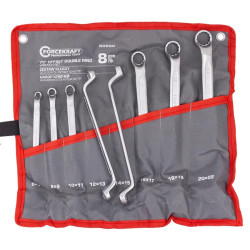 Zestaw 8 kluczy oczkowych odgiętych 6-22 mm 12-kątne stal CrV Forcekraft