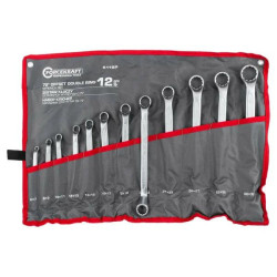 Zestaw 12 kluczy oczkowych odgiętych 6-32 mm 12-kątne stal CrV Forcekraft