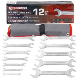Zestaw 12 kluczy płaskich 6-32 mm klucze płaskie CrV na płachcie Forcekraft