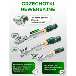 Zestaw narzędzi Premium 148el 1/4 3/8 1/2 6-kątne 12-kątne 4-36mm Rockforce