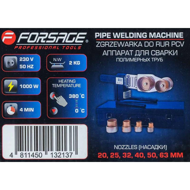 Zgrzewarka do rur PCV 1000W 6 nasadek 20, 25, 32, 40, 50, 63 mm Forsage