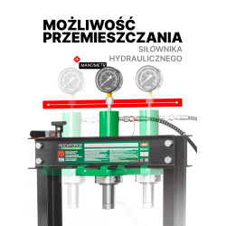 Prasa Hydrauliczna warsztatowa 20T + pryzmy Pompa z manometrem Rockforce