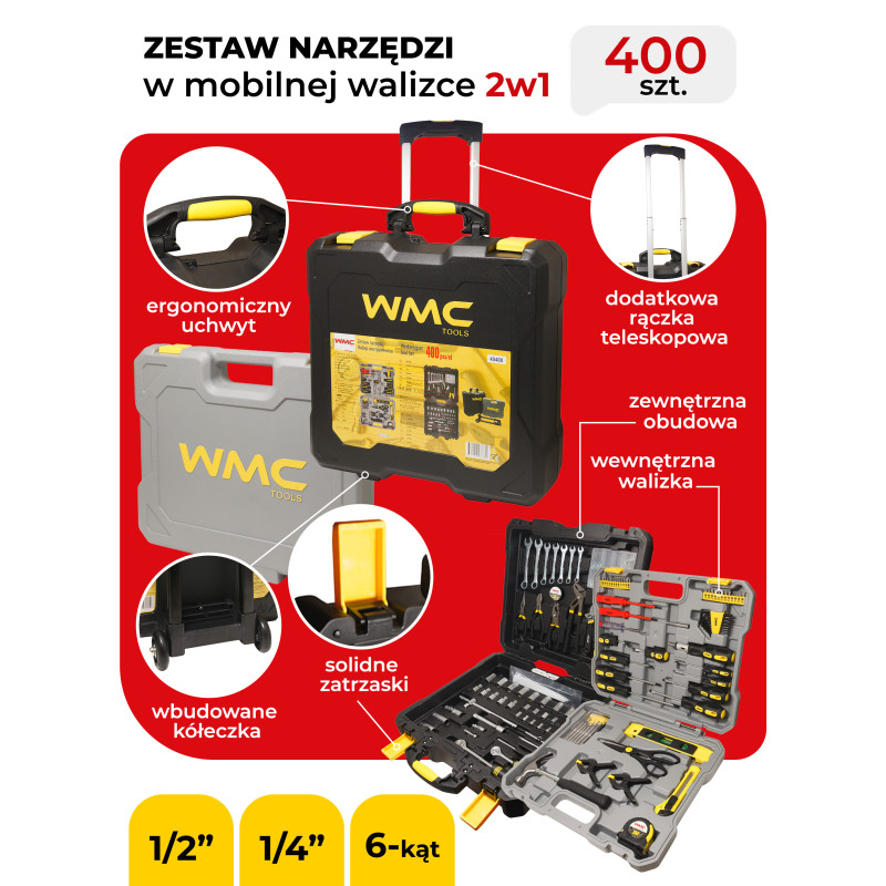 ZESTAW NARZĘDZI KLUCZY 400 EL WALIZKA WMC