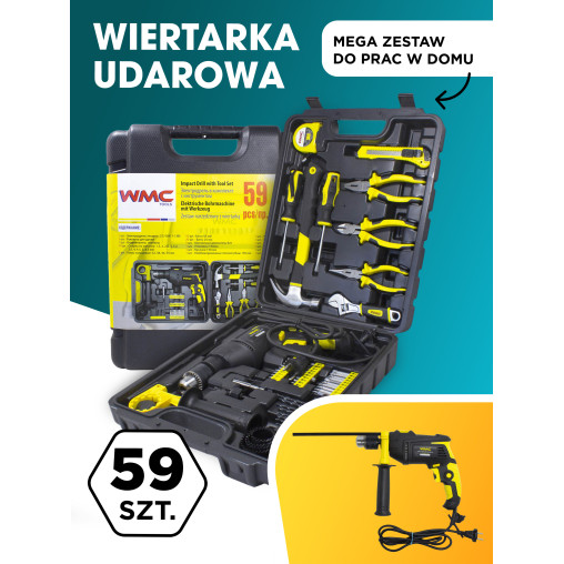 ZESTAW NARZĘDZIOWY WKRĘTARKA BITY 59 EL. WALIZKA