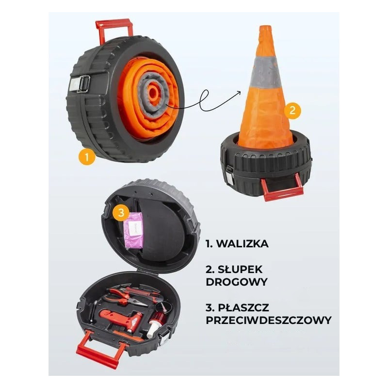 Kompletny zestaw do samochodu linka, słupek, kamizelka 14 el. Forcekraft