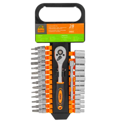 ISMA Zestaw narzędzi 28 ELEMENTÓW nasadki BITY 1/4" stal Crv