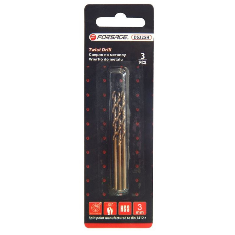 Wiertła do metali 3 mm HSS+Co 3 szt kobalt