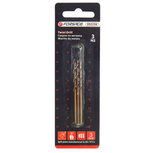 Wiertła do metali 3 mm HSS+Co 3 szt kobalt