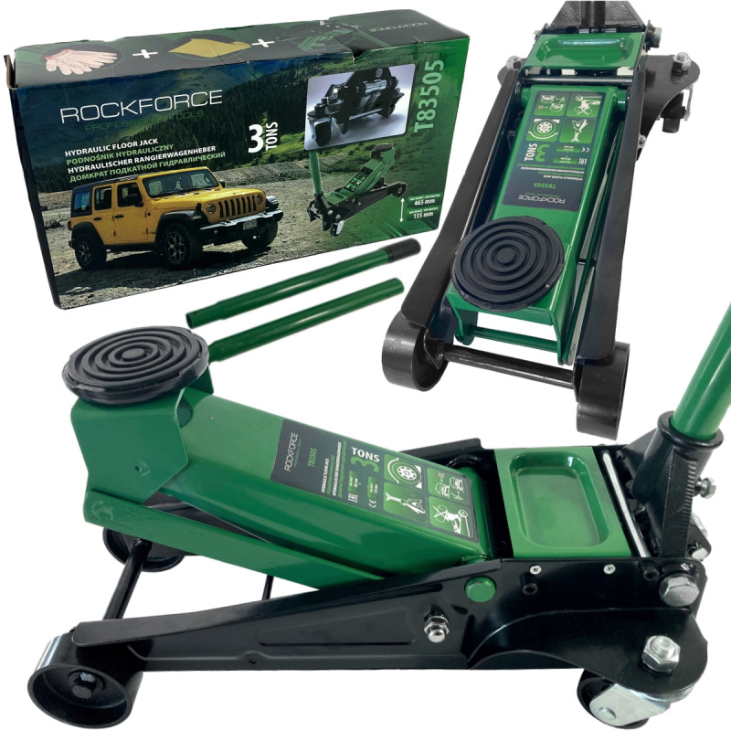 Podnośnik samochodowy hydrauliczny 3T 135-465 mm punktowy Żaba Rockforce