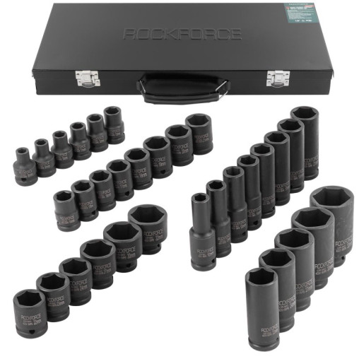 Zestaw nasadek udarowych długich 1/2" 8-32mm 6-kątne