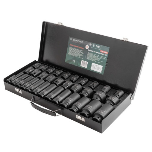 Zestaw nasadek udarowych długich 1/2" 8-32mm 6-kątne