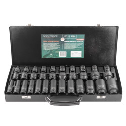 Zestaw nasadek udarowych długich 1/2" 8-32mm 6-kątne