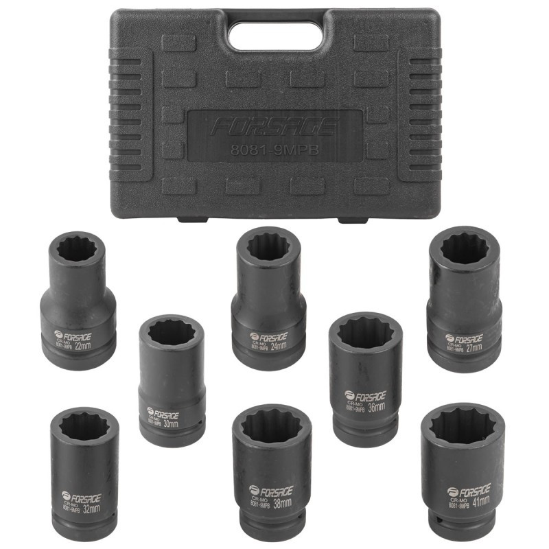 Detail produktu Forsage sada úderových nástrčných hlavíc 1" 12-hranné 22–41 mm FS-54949
