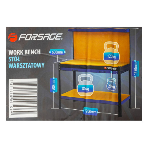 Stół roboczy warsztatowy narzędziowy 120 cm z szufladą ścianką Forsage
