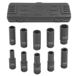 Zestaw 10 nasadek udarowych długich 1/2" 10-24mm 6-kątne walizka Forcekraft