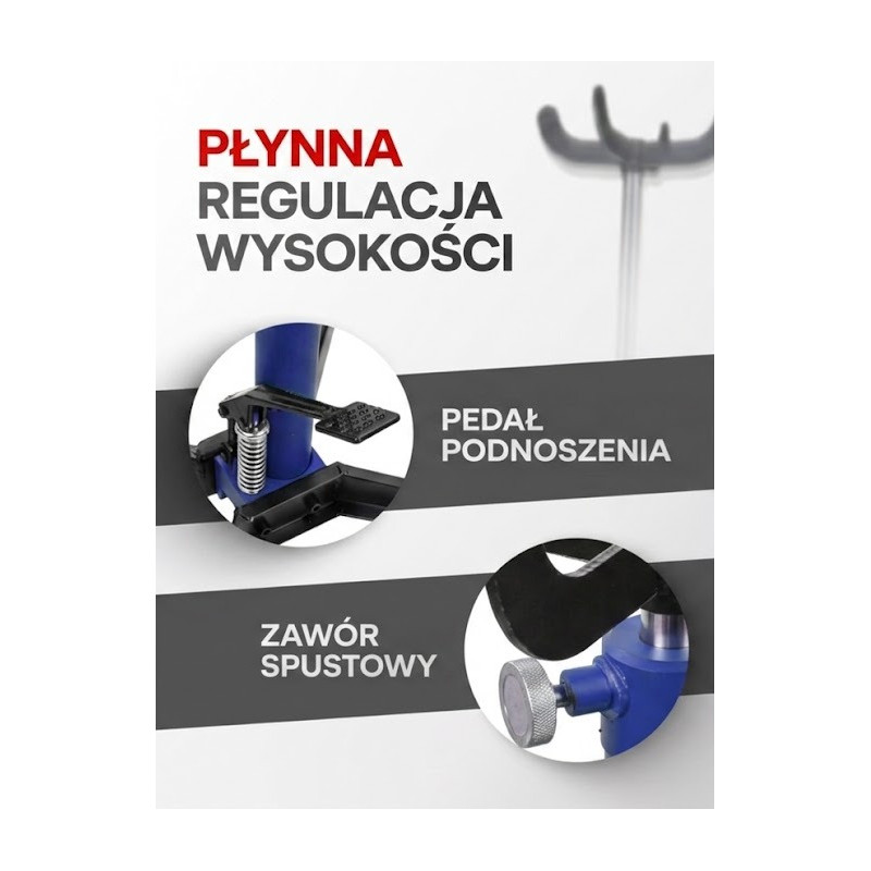 Podnośnik skrzyni biegów do 500 kg 1100-2000 mm z pedałem 4 kółka Forsage F-F0901(52574)