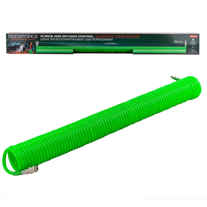 Wąż spiralny z szybkozłączkami 12x8mm 20m
